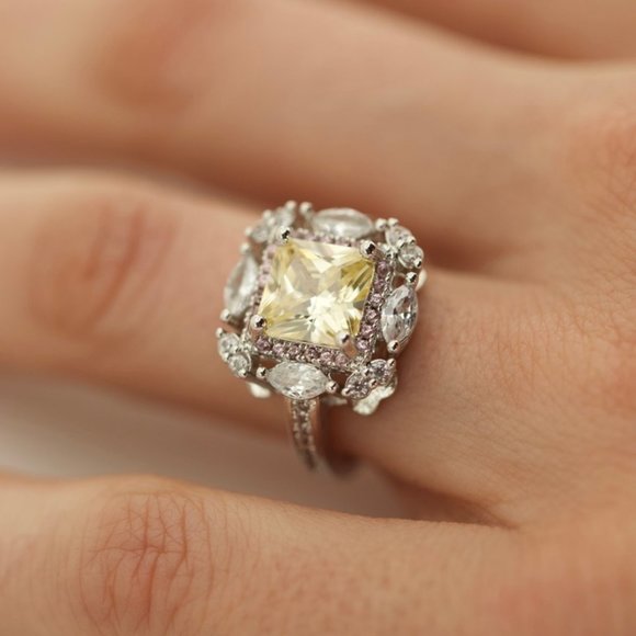 Jenna Jameson Jewelry - 18k Gold Dipped Yellow Pink Topaz Engagement